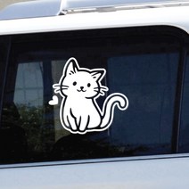 고양이 자동차스티커 초보운전 아기 차량스티커 문구변경가능, 기본, L, 화이트