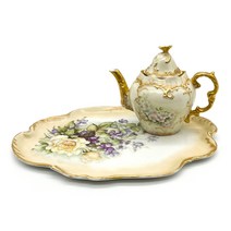 Antique 프랑스 하빌랜드 핸드페인팅 티팟과 트레이 세트 유럽앤틱 도자기티포트 수입명품그릇