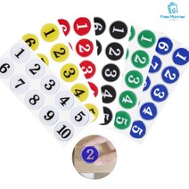 컬러 원형 에폭시 번호판 번호스티커 숫자안내판, 흰색 1~10