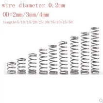 20 개 몫 0.2mm 스테인레스 스틸 마이크로 소형 압축 스프링 OD 2mm, 4mm, 20mm, 20mm