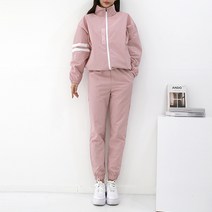 순이들 여성 빅사이즈 소매 테이프 바스락 바람막이 조거 트레이닝 세트