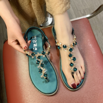 나루니 여성쪼리 쪼리샌들 샌들슬리퍼 크리스탈 비즈 크리스탈슬리퍼 쥬얼리 로마샌들 플랫 비치 여름 2cm