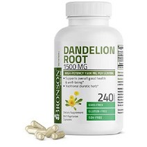 Bronson Dandelion Root 민들레 1500 MG 건강 웰빙 이뇨 허브 120 식물성 캡슐 No.101, 240 카운트(1팩)