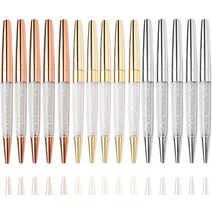 10Pcs 로즈 골드 펜 블링 다이아몬드 블랙 블루 잉크 크리스탈 볼펜 반지 웨딩 사무실 금속 롤러 로고 이름, 04 Mixed Colors_02 파란