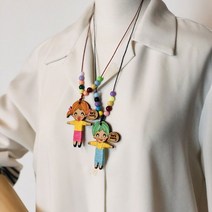 걱정인형 우드 목걸이 DIY 나무공예 수업교구, 단품
