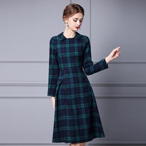 고급 레이디스 체크 플레어 수입 원피스 명품스타일 가을 하객룩 빅사이즈 럭셔리 폴스 셔츠