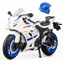 MSZ 1/12 스즈키 GSX-R1000 오토바이 장난감 디스플레이 스탠드 및 헬멧 열쇠고리가 있는 컬렉터 오토바, 04 화이트.