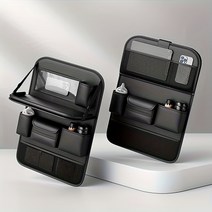 자동차 그물망 수납함 거치함 뒷좌석 컵홀더 1pc 시트 백 보관 가방 행거 프리미엄 나파 에코 레더 수납 포켓 킥 매트 컵 홀더 티슈 박스 노트북 테이블 60109952184065, 블랙 1피스