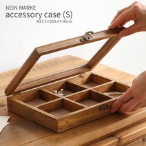 액세서리 케이스 유리 칸막이판 2×3 6칸 세련된 귀여운 수납 북유럽 레트로 쥬얼리 쇼케이스, 99, 브라운