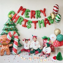 크리스마스 은박풍선 풀패키지 세트상품 홈파티용품 MERRY CHRISTMAS, 트리은박풍선세트