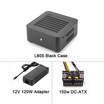 PC 케이스 rgeek l80s 모든 알루미늄 섀시 diy 컴퓨터 small psu 집, 블랙 120w 전원