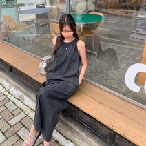 클로슈W / 롱버전 데님 루즈 나시 롱 원피스 (2color)