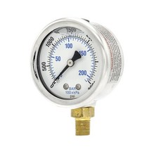 액체 충전 센터 백 마운트 압력 게이지 5.1cm(2인치) 다이얼 0-3000 PSI 0.3cm(1/8인치) 수 NPT 연결 스테인리스 스틸 케이스 및 베젤 (1) 4637, 1