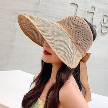 여름 여성 아웃도어 썬캡 자전거 스포츠 밀짚 리본 캡 모자