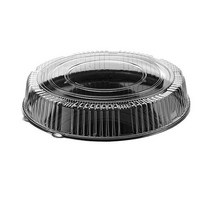 CheckMate Plastic Round Catering Tray and Dome Lid Combo Clear/Black 18-Inch (25-Count)