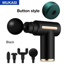 mukasi massage gun lcd display electric massager for body neck back pain relief therapy deep muscle, 검은색 버튼 4개 머리, C형