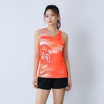 마라톤 런닝 조깅 복 족구 탁구 배드민턴 기능성 유니폼 세트 남자 달리기 운동 2022 육상 빠른 건조 육상 운동 조끼 반바지 달리기 트랙, 여성 오렌지, l