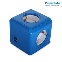 컬러파워큐브 오리지널 4구 USB 디자인 멀티탭, 블루컬러