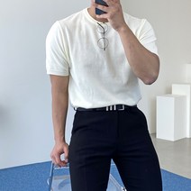 간빠레 여름쿨 부드러운 라운드 반팔 니트