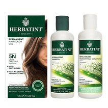 허바틴트 염색약 샴푸 컨디셔너 3종 세트 Herbatint Permanent Hair Color in 5N Light Chestnut, 1팩