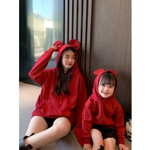 맘 레드마린 개성 후드 루즈 기모 엄마아이세트 겨울옷 패밀리룩 맘커플룩 암마랑커플룰 딸엄마커플룩