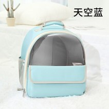 고양이 강아지 캐리어 백팩 가방 야외 여행 통기성 더블 어깨 운송 운송기, 하늘색