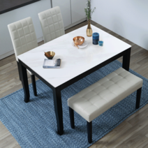 베스트리빙 데미안 코코 에코 화강암 대리석 포세린 통세라믹4인용 식탁세트/의자2개+벤치의자/4colors, 14.화이트세라믹+토론토베이지의자2개+베이지벤치