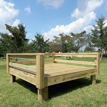 [테이블쉼터] 야외용 평상 1800x1800 ㄷ자난간포함, 방부목, 무도색