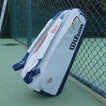 윌슨 wilson 정품 테니스 가방 페더러 남성 및 여성 원 숄더 휴대용 프렌치 오픈, 미색과 파란색 9팩