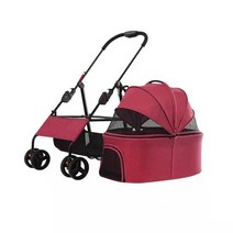 반려 동물 카트 야외 분리형 애완견 경량 접이식 유모차 여행 산책, 1-적색으로 분리 가능한