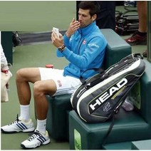 입문용 초보 테니스 라켓 여자 테니스채 원래 헤드 배낭 헤드 가방 가방 더블 숄더 백, 그레이 블랙