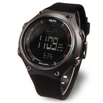 네파 월드타임 전자 방수 학생 군인시계 N341, 블랙