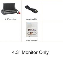 어라운드뷰 후방 사이드 카메라 DC12V-24V CCD 자동차 후면 백업 4 핀 4PIN 4.3인치 IR 야간 투시경 버스, 01Monitor