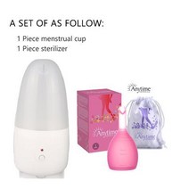 생리컵 생리 컵 및 살균기 세트 배수 밸브 건강 관리 자외선 소독, [02] 1 CUP 1 STERILIZER, [01] L