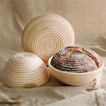 반느통 바네통 천연 발효바구니 깜빠뉴 빵 발효틀 발효 둥근 모양 등나무 바구니 반죽 빵, 25x8.5cm