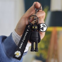 kaws 카우스 세서미 캐릭터 키홀더 3종 백참 세사미 피규어 사은품 마스크스트랩 증정 열쇠 가방고리, 세서미 블랙