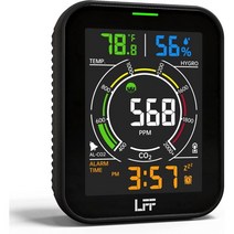 CO2 감지기 LFF 실내공기질 감시기 이산화탄소 테스터기 이중경보 및 맞춤형 음향 CO2 경보기가 있는 CO2 감시기 Temp Humi 및 백라이트가 있는 휴대용 CO2, Black