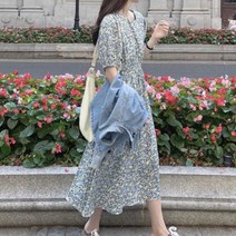플라워 시원한 드레스 원피스 하객룩 여름 쉬폰 코디 봄 러블리청순 보세 결혼식