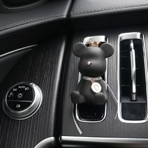 지엠지 베어브릭 차량용 석고방향제 크롬 디퓨저 차방향제, 블랙 베어, 블랙체리 5ml, 1세트