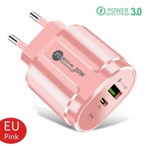 멀티 충전기 포트 20W 고속 USB C 타입 충전 30 벽 어댑터 폰 13 12 프로 맥스 삼성 샤오미 휴대폰 PD 충전기111477, Pink EU