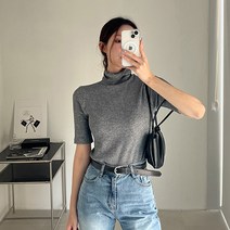 [메이빈스]하론 터틀넥 반팔 티셔츠