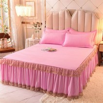 라지킹침대 침구 세트 프릴 침대보 및 베개 커버 꽃 침대 시트 소프트 킹/퀸 사이즈 홈 1.5/1.8/2M 플랫, [04] 200X220CM, [10] 10