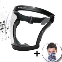 더존 안면보호 마스크 페이스쉴드 비말차단 투명 블랙 고글 (KL-221031-1), 검정테두리[투명면]*2개