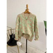 허니제이 / 바벳 배색 호피 여유핏 니트(4color)