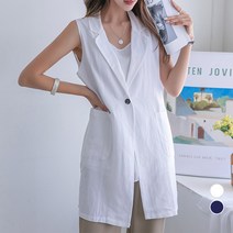 [나크21] (55~99) 린넨 카라 롱 베스트 LT22-J-4
