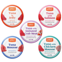 펠리코 고양이캔 5종 골라담기 참치 게살 연어 참치무스 참치치킨무스 95g, 펠리코 참치순살과 연어캔 95g