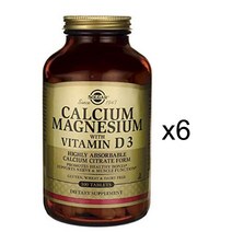 SOLGAR 솔가 칼슘 마그네슘 과 비타민 D3 300 타블렛 6병, 1
