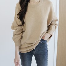 제니트 여성 루즈핏 라운드넥 데일리룩 포인트컬러 소프트 긴팔 니트 슬럼라운드