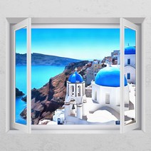 ci913-산토리니풍경_창문그림액자, A타입-내부창문형