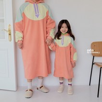 꼬마옴므 맘커플 여아 빅후드 후리스원피스 (S~XXL free)